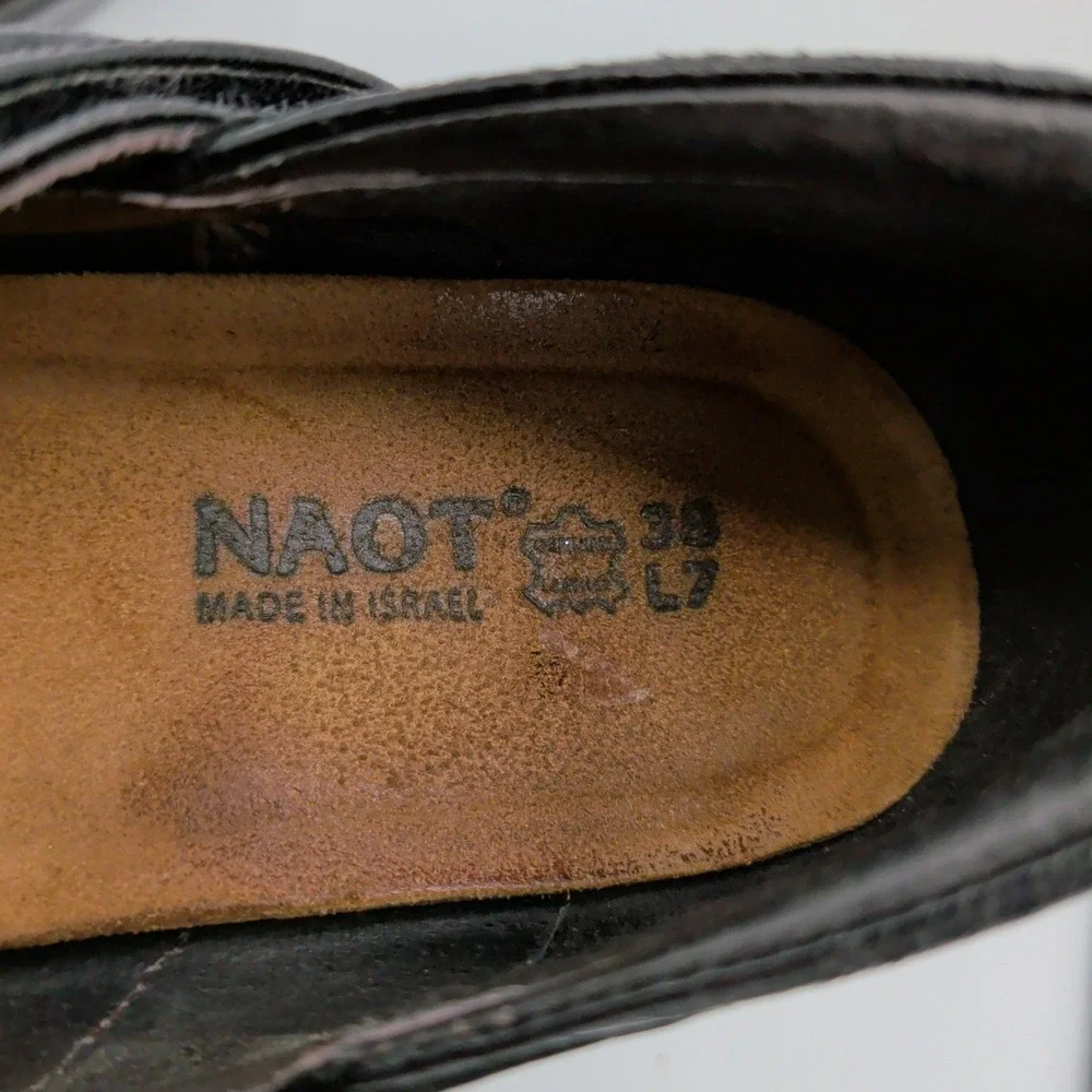 Naot Black Suede Leather Mary Jane Wedge Shoes Womens 38 7 Comfort Casual Office